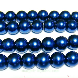 Perle sticla, albastru-cobalt, 10mm