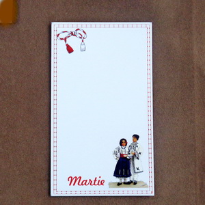 Carton martisor, cu costume nationale, 9.2x5.4cm