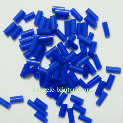 Margele tubulare, opace, albastru-cobalt, 4.5mm