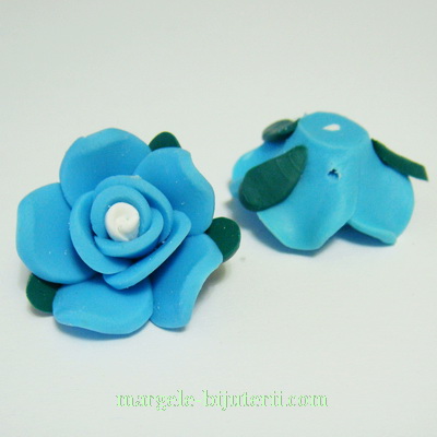 Margele polymer, trandafir albastru, 25x25x10mm