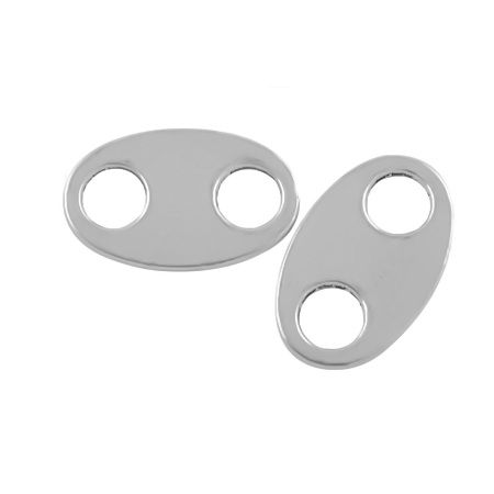 Link argintiu antichizat, oval, 22x14x1mm, orificiu 6mm 1 buc