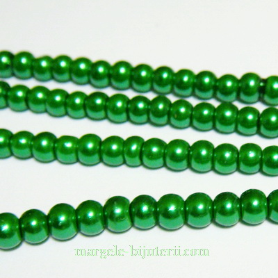 Perle sticla,  verde deschis, 4mm 10 buc