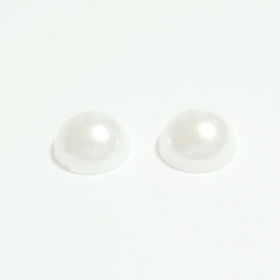 Perle plastic, cabochon, albe, 8x4mm 10 buc