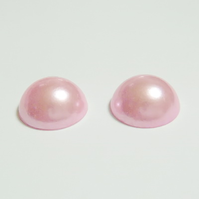 Perle plastic, cabochon, roz, 12x5mm