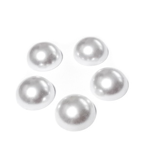 Perle plastic, cabochon, albe, 12x5mm