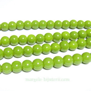 Margele sticla, sferice, verde-kaky, 6mm