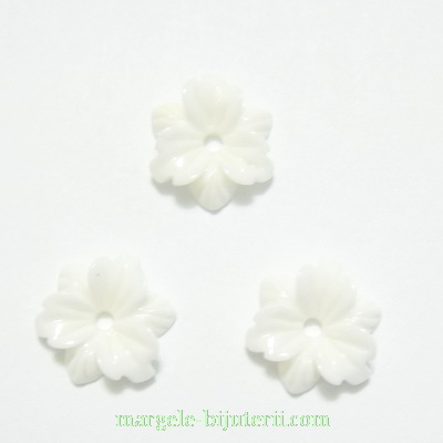 Margele rasina, albe, floare 12x3mm