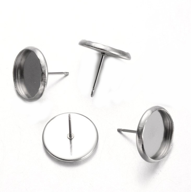 Tortite cercei, cabochon, otel inoxidabil 304, interior 12mm 2 buc
