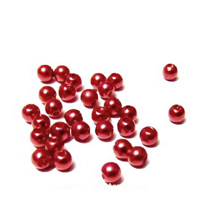 Perle plastic, rosii, 4mm-3 grame(95-100buc) 3 g