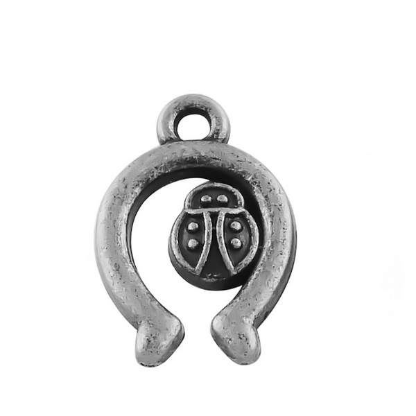Pandantiv argintiu antichizat, potcoava cu gargarita, 17x12mm 1 buc