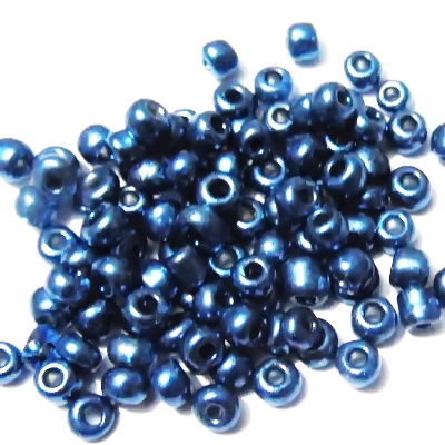 Margele nisip, albastru-cobalt, metalizate, 4mm