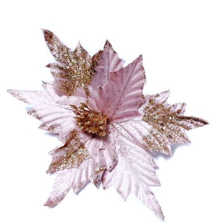 Craciunita roz-prafuit cu paiete si glitter auriu, 17~25cm