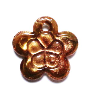 Pandantiv Murano, maro cu auriu, floare 42x42x8mm