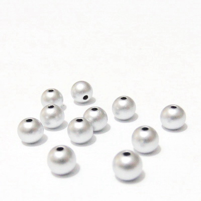 Perle plastic, argintii, mate, 6mm 10 buc