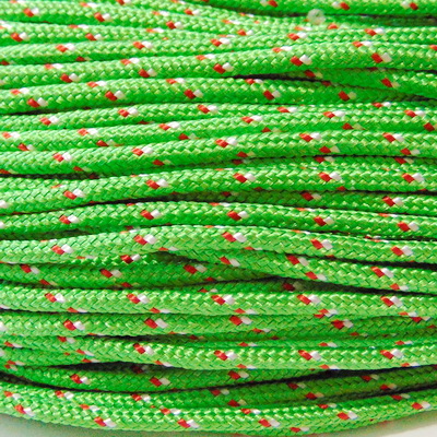 Snur paracord, verde-lime cu rosu si alb, 4mm 1 m