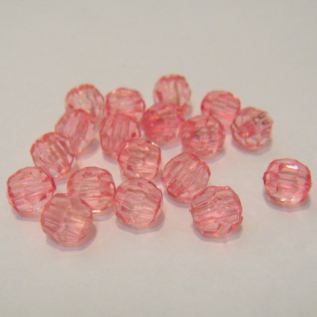 Margele plastic fatetate roz 6mm