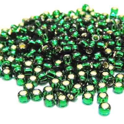Margele TOHO, rotunde -  8/0 : Silver-Lined Green Emerald