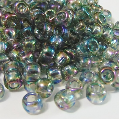 Margele TOHO, rotunde -  6/0 : Transparent-Rainbow Black Diamond
