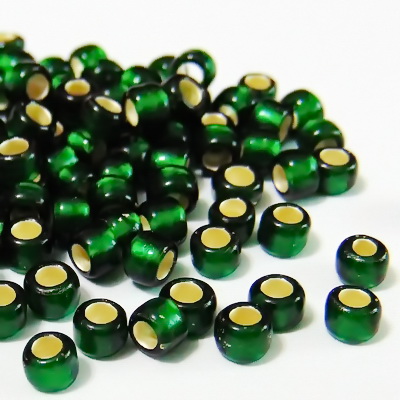 Margele TOHO, rotunde -  6/0 : Silver-Lined Frosted Green Emerald 20 g