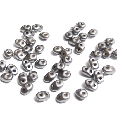 Margele Superduo 2,5x5mm, Pearl Coat - Silver 5 g