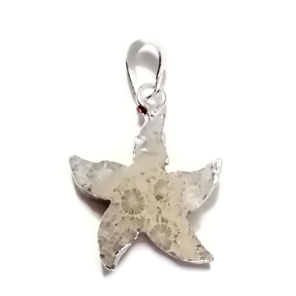 Pandantiv agata gri, stea de mare cu argintiu in exterior, 35x27x6mm 1 buc