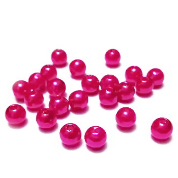 Perle plastic, roz inchis-fucsia, 6mm 10 buc