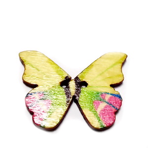 Nasturi lemn natur, fluturas multicolor, 20x28x2mm, model 1