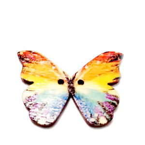 Nasturi lemn natur, fluturas multicolor, 20x28x2mm, model 4 1 buc