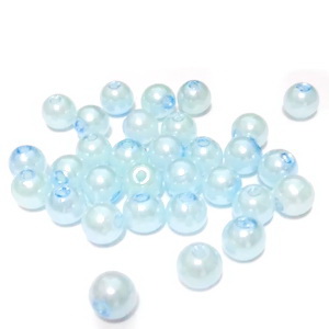 Perle plastic, bleu, 6mm 10 buc
