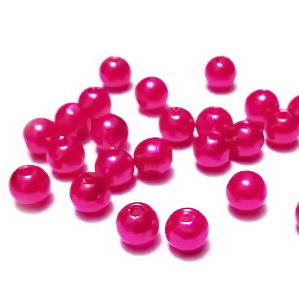 Perle plastic, roz intens, 8mm