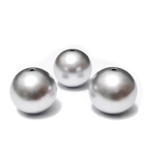 Perle plastic, argintii, mate, 16mm