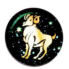 Cabochon sticla zodiac, BERBEC, 25x6mm 