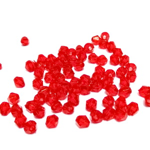 Margele plastic, biconice, rosii, 4mm cca 100 buc