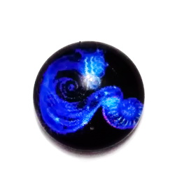Cabochon sticla zodiac, albastru, VARSATOR, 12x4mm  1 buc