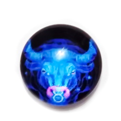 Cabochon sticla zodiac, albastru,TAUR, 12x4mm  1 buc