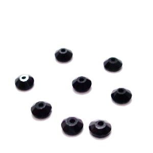 Margele sticla, conice, multifete, negre, 4x1.5mm 10 buc