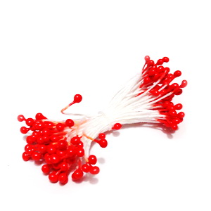 Stamine 4-5 cm, rosii, cu doua capete si snur bumbac, cca 80 buc