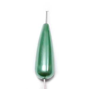 Perle plastic, verde sidefat, lacrima 30x10mm