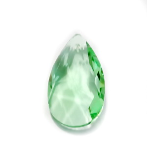 Pandantiv sticla, fatetat, verde-deschis, lacrima 22x13x7mm