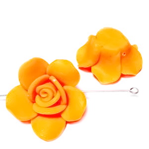 Margele polymer, floare portocalie, 29~31x13~15 mm