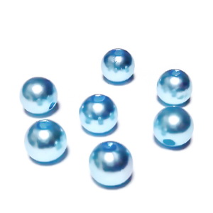 Perle plastic ABS, imitatie perle albastru deschis, 8mm