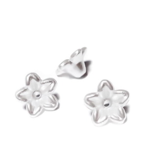 Margele  plastic ABS, imitatie perle albe, floare 10x10x5mm