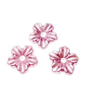 Floare cu 5 petale, plastic ABS, imitatie perle plastic, mov-roz, 12x13x1.5mm