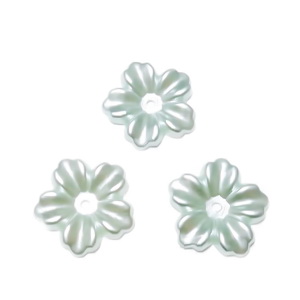 Floare cu 5 petale, plastic ABS, imitatie perle plastic, bleu-argintiu, 12x13x1.5mm