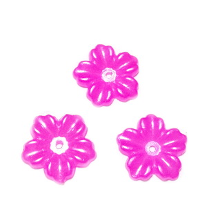 Floare cu 5 petale, plastic ABS, imitatie perle plastic, fucsia, 12x13x1.5mm 1 buc