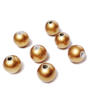 Perle plastic ABS, imitatie perle maro-auriu, 8mm 10 buc