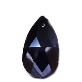 Pandantiv cristal negru-hematit lacrima 22x13x7mm 1 buc