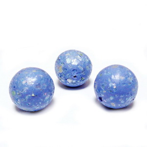 Margele polymer, prelucrate manual, albastre cu insertii sidef multicolor, 11-12mm
