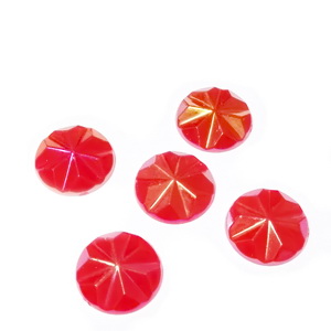 Cabochon plastic rosu cu reflexe AB, multifete, 12x3mm 1 buc