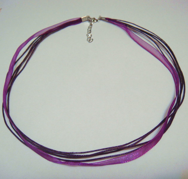Snur din organza si ata cerata, violet, 45 cm 1 buc